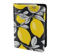 Lemon Fruit Pattern Print 5.5in Passport Travel Document Wallet Case Stylish Secure Men Women For Travelers, Black, One Size