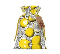 Lemon Fruit Pattern Print Drawstring Pouch For Gifts,Reusable Adorable Gift Bags,Perfect For Jewelry And More