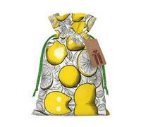 Lemon Fruit Pattern Print Drawstring Pouch For Gifts,Reusable Adorable Gift Bags,Perfect For Jewelry And More