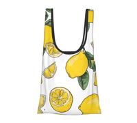 Lemon Fruit Pattern Print Foldable Reusable Grocery Bag Lightweight Shopping Tote for Groceries Travel Beach Eco-Friendly Compact Adventure Tote