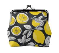 Lemon Fruit Pattern Print Stylish unique Coin Purse Cute Mini Wallet with Kiss Lock Waterproof for Coins