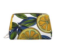 Lemon Fruit Pattern Printed Makeup Bag for Women Portable Leather Make up Bag Travel Zipper Cosmetic Bags Organizer