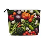 Lemon Fruit Pattern Printed Reusable Cosmetic Bag â€“ Travel Toiletry Organizer, Zipper Pouch for Makeup Accessories, Introduction of Various Vegetables, One Size