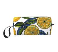Lemon Fruit Pattern Printed Travel Makeup Bag Portable Cosmetic Bag Makeup Case Toiletry Handbag Organiser for Women
