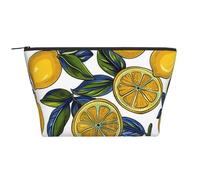 Lemon Fruit Pattern Printed Travel Makeup Bag Trapeze Cosmetic Bag Makeup Case Toiletry Bag Organiser for Women