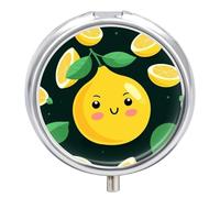 Lemon Fruit Pill Box, 3 Compartment Small Pill Case Waterproof Travel Pill Organizer for Pocket Or Purse Portable Mini Medicine Tablet Vitamin Holder Pill Case