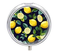 Lemon Fruit Pill Case with 3 Compartments - Portable Travel Pill Organizer for Purse, Easy-Open Button Design, Small Round Pillbox Vitamin Holder Organizer for Women Men