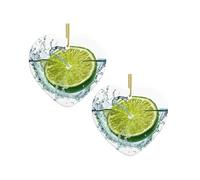 Lemon Fruit Print Christmas Tree Ceramic Hanging Heart Shaped Christmas Tree Pendants Family Gatherings Holiday Party Decor.