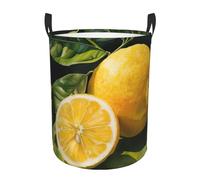 Lemon fruit Print Round Laundry Hamper Waterproof Storage Basket Clothes Organizer Home Accessory
