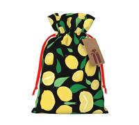 Lemon Fruit Printed Drawstring Gift Bags,Various Sizes, Bulk Plastic Packaging Bags