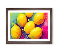 Lemon Fruit Splash Vol.3 Abstract H1022 Framed Print for Living Room Bedroom Home Office Décor, Wall Art Picture Ready to Hang, Walnut A3 Frame (46 x 34 cm)