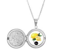 Lemon Fruit Tasty Healthy Watercolor Locket Necklace Hold Picture Jewelry Birthday Gift
