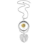 Lemon Fruit Watercolor Illustration Pattern Pendant Angel Wings Rotating Necklace Jewelry