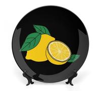 Lemon Funny Ceramic Decorative Plate with Stand Round Bone China Dinner Plates Gift for Home Office Wall