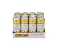 Lemon & Ginger Sparkling Tea Infusion with Vitamins B6, B12 & C - Boost Sparkling Tea - 12 Pack - Twinings