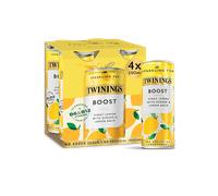 Lemon & Ginger Sparkling Tea Infusion with Vitamins B6, B12 & C - Boost Sparkling Tea - 4 Pack - Twinings