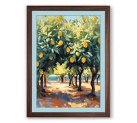 Lemon Grove at Noon Coastal Framed Wall Art Print A3 (42×29.7cm) Walnut, Wall Decor for Living Room, Bedroom, Office & Home, Ready to Hang, Art Gift