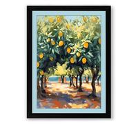 Lemon Grove at Noon Coastal Framed Wall Art Print A4 (29.7×21cm) Black, Wall Decor for Living Room, Bedroom, Office & Home, Ready to Hang, Art Gift