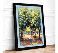 Lemon Grove at Noon Coastal Framed Wall Art Print A4 Black