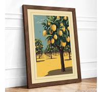 Lemon Grove Harvest Vintage Framed Wall Art Print A3 (42×29.7cm) Walnut, Wall Decor for Living Room, Bedroom, Office & Home, Ready to Hang, Art Gift