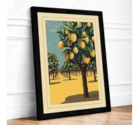Lemon Grove Harvest Vintage Framed Wall Art Print A4 Black