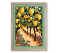 Lemon Grove in Perspective Botanical Framed Wall Art Print A1 (84.1×59.4cm) Oak, Wall Decor for Living Room, Bedroom, Office & Home, Ready to Hang, Art Gift