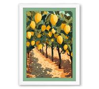 Lemon Grove in Perspective Botanical Framed Wall Art Print A1 (84.1×59.4cm) White, Wall Decor for Living Room, Bedroom, Office & Home, Ready to Hang, Art Gift