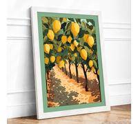 Lemon Grove in Perspective Botanical Framed Wall Art Print A4 White