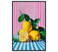 Lemon Grove Lines Canvas Print Summer Art Prints by Art Remedy, Black Frame, 16 x 24