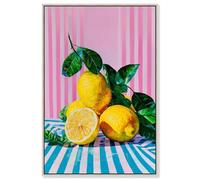 Lemon Grove Lines Canvas Print Summer Art Prints by Art Remedy, Silver Frame, 10 x 15