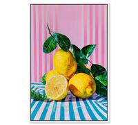 Lemon Grove Lines Canvas Print Summer Art Prints by Art Remedy, White Frame, 20 x 30