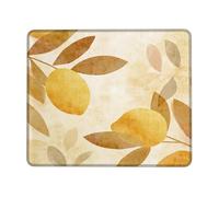 Lemon Grove Square Desk Mouse Pad, Yellow Citrus Leaves Stitched Edge Mousepad, Rubber Non-Slip Washable Gaming Mouse Pad for Home and Office Computer, Laptop Square 8x10 Inch