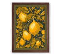 Lemon Grove Study Botanical Framed Wall Art Print A1 (84.1×59.4cm) Walnut, Wall Decor for Living Room, Bedroom, Office & Home, Ready to Hang, Art Gift