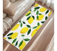 Lemon Hallway Runner Rug 80x200cm, Green Leaf Fruits Runner Rugs for Kitchen, Washable Thin Non Slip Long Carpet Runners for Entryway Laundry Room Bedroom Uib28