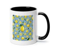 Lemon Hand Drawn Pattern Ceramic Coffee Mug with Handle 11 Ounces, Porcelain Mug Coffee Cup Tea Mug Water Cup Ideal for Coffee,Tea,Latte,Cappuccino,Microwave & Dishwasher Safe Unique Gift Cup