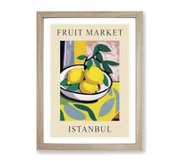 Lemon Istanbul Fruit Market Exhibition Framed Print | A2 Oak Framed Wall Art | Ready to Hang | Modern Food Picture | Living Room Bedroom Lounge Office