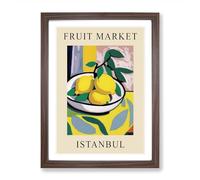 Lemon Istanbul Fruit Market Exhibition Framed Print | A2 Walnut Framed Wall Art | Ready to Hang | Modern Food Picture | Living Room Bedroom Lounge Office