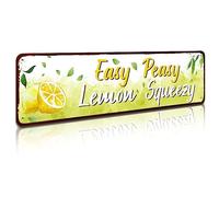 Lemon Kitchen Decor and Accessories, Vintage Printed Lemon Themed Plaque Sign, Easy Peasy Lemon Squeezy Sign, Lemon Themed Kitchen Bar Decor, Summer Country Home Lemon Sign 4" by 16"