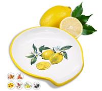 Lemon Kitchen Decor - Lemon Spoon Rest, Lemon Decor and Accessories Farmhouse Decorations for Kitchen, 5'' Ceramic Large Spoon Rest for Stove Top Utensil Holder Counter - Lemon Christmas Gifts