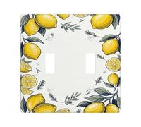 Lemon Kitchen Double Light Switch Cover Plate, Summer Fresh Leaf Slice Summer Yellow Plastic Standard Size Wall Switch Plates Accents for Living Room Bedroom Home Office Decor