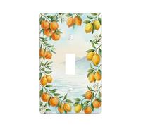 Lemon Kitchen Single Light Switch Cover Plate, Summer Natural Orange Leaf Summer Yellow Plastic Standard Size Decorative Wall Plates for Living Room Bedroom Home Office Decor (Single)