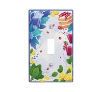 Lemon Kitchen Single Light Switch Cover Plate, Summer Vibrant Flower Leaf Summer Green Plastic Standard Size Toggle Light Switch Cover for Living Room Bedroom Home Office Decor (Single)