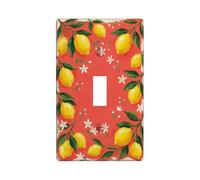 Lemon Kitchen Single Light Switch Cover Plate, Tropical Floral Flower Leaf Summer Yellow Plastic Standard Size Switch Plate Decorative for Home Living Room Bedroom Bathroom Decor (Single)