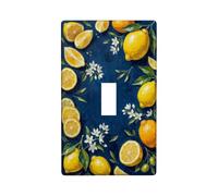 Lemon Kitchen Single Light Switch Cover Plate, Tropical Nature Flower Leaf Summer Yellow Plastic Standard Size Switch Plate Decorative for New Apartment Home Bedroom Office Decor (Single)