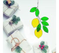 Lemon Leaf Suncatchers - Real Stained Glass Window Hangers - Sun Catchers - Indoor Window Gifts for Plant Lovers