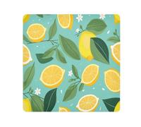Lemon Leaf Teal Camera Wrap Cloth, Squares Magic Self-Adhesive Cloth for Lens Camera Anti-Scratch Lens Protector Makeup Wrap Cloth Bag 13.8" x 13.8"