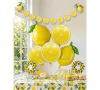 Lemon Lemon foil Balloons with Banner for Summer Fruit theme birthday | she found her main squeeze Bridal Shower Sweet Baby shower Lemonade Centerpiece amalfi coast wedding decorations
