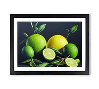 Lemon Lime Citrus Fruits H1022 Framed Print for Living Room Bedroom Home Office Décor, Wall Art Picture Ready to Hang, Black A3 Frame (46 x 34 cm)