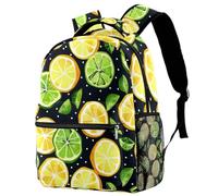Lemon Lime Citrus Printed Large Travel Backpack Multiple Pockets Adjustable Straps Causal School Backpack Unisex Work Daypack