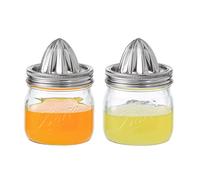 Lemon Lime Orange Manual Juicers Stainless Steel Hand Squeezer with Glass Mason Jars, set of 2 (16 OZ)